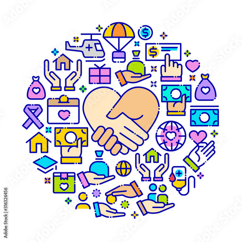 Charity & Donation Vector Illustration Concept.