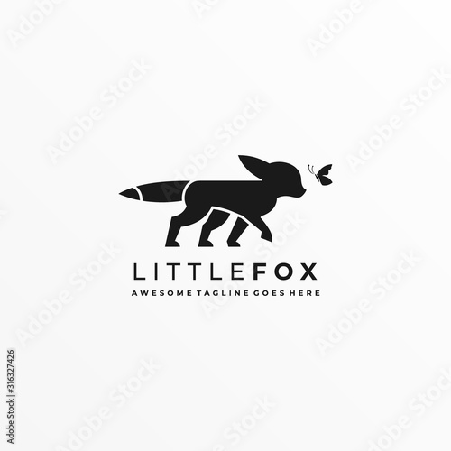 Vector Logo Illustration Little Fox Silhouette