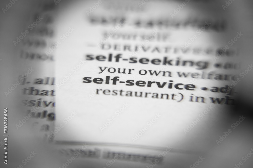 Word or phrase self-service in a dictionary.