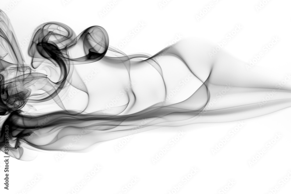 Toxic black smoke abstract on white background, fire design Toxic black smoke abstract on white background, fire design