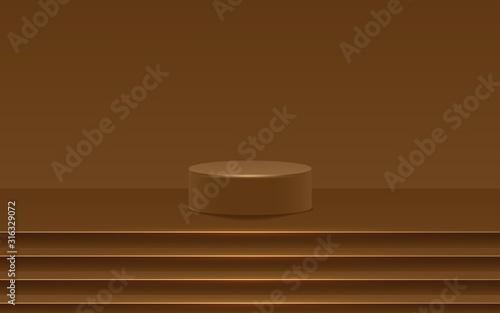 brown podium in the brown studio room	