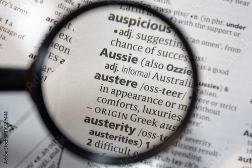 Принти на полотні The word of phrase - austere - in a dictionary.