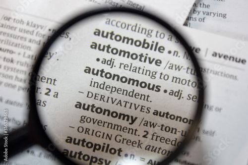 The word of phrase - autonomous - in a dictionary.