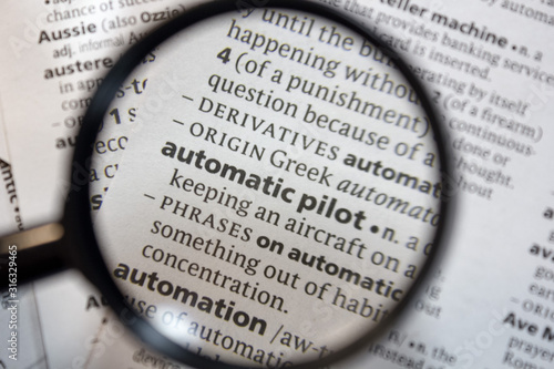 The word of phrase - automatic pilot - in a dictionary.