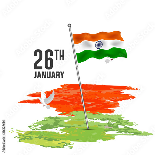 26 January Indian Republic Day Background with Indian National Flag Vector Illustration background for Happy Republic Day celebration.