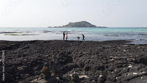 Landscape of Hyeopjae Beach in Jeju island, South Korea photo