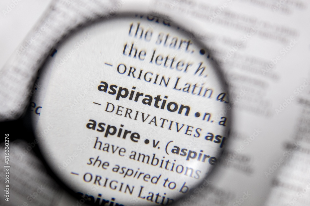 The word or phrase aspiration in a dictionary. Stock Photo | Adobe Stock