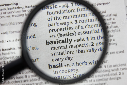 The word or phrase basically in a dictionary.