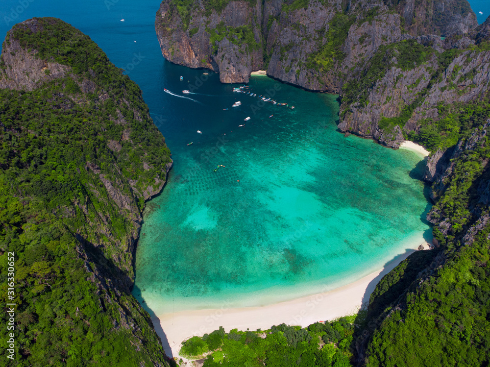 Great aerial view of Phi Phi islands. Thailand.