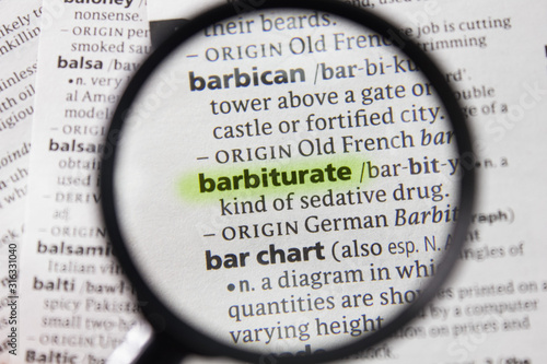 Tableau sur toile The word or phrase barbiturate in a dictionary.