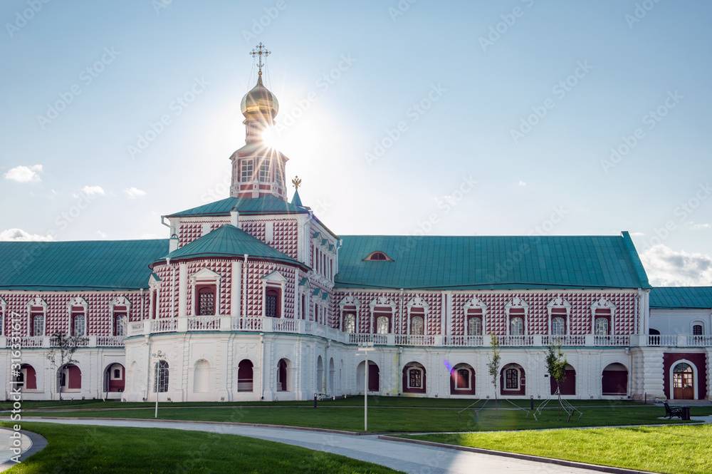 Resurrection Cathedral in the new Jerusalem monastery on a Sunny summer day. Bright sunshine. Tourist attractions in Russia