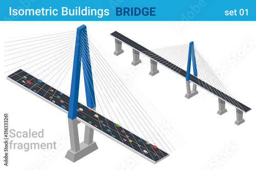 Isometric Bridge flat vector collection