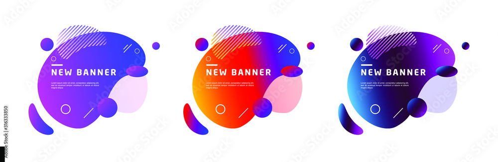 Naklejka liquid color abstract geometric shape. Fluid gradient elements for minimal banner, logo, social post. Futuristic trendy dynamic elements. Abstract background