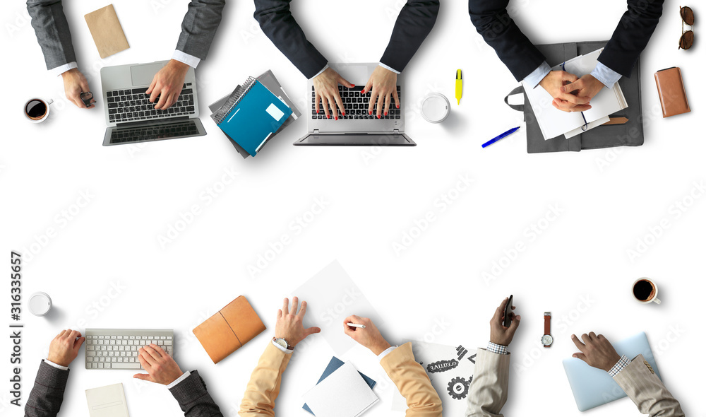Business concept, group of businessmen at work, meeting and teamwork	 - obrazy, fototapety, plakaty 