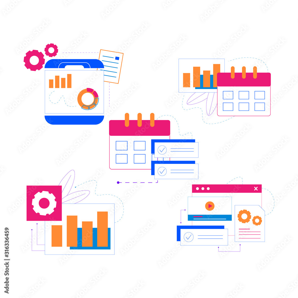 Set of flat design concept icons for web and mobile services and apps. Icons for web design, seo, social media and data analystic Set of flat design concept icons for web and mobile services and apps. Icons for web design, seo, social media and data analystic