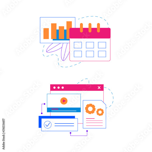Flat design concept icons for web and mobile services and apps. Icons for web design  seo  social media and data analystic
