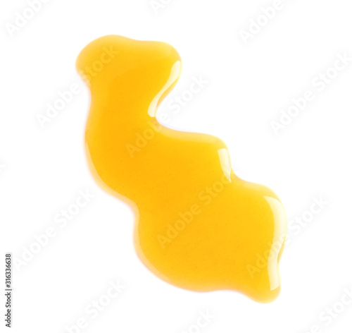 Fresh sweet honey isolated of white, top view