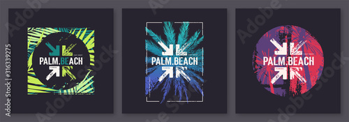 Collection of three vector graphic t-shirt designs, posters, prints on the theme of Florida
