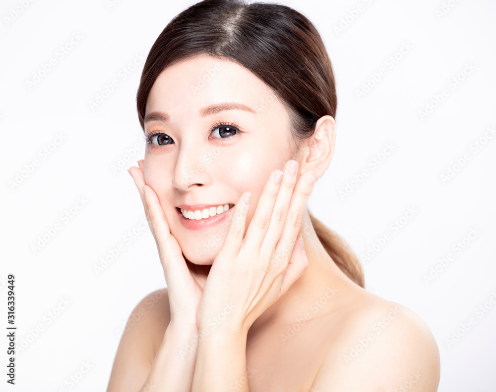 closeup asian young beauty with clean fresh skin closeup asian young beauty with clean fresh skin