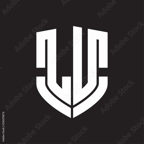 LU Logo monogram with emblem shield shape design isolated on black background photo