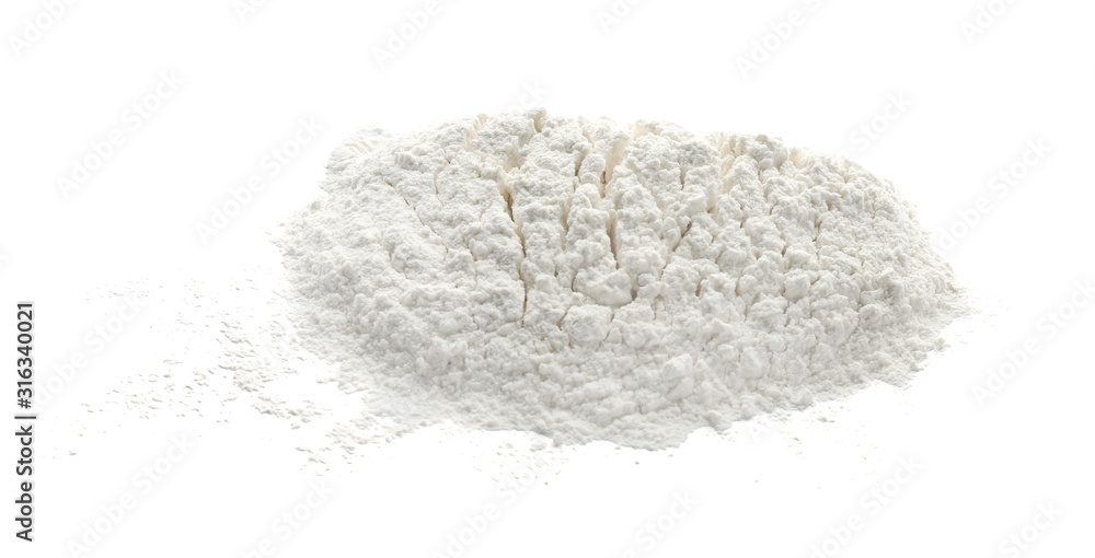 Pile of organic flour isolated on white Pile of organic flour isolated on white