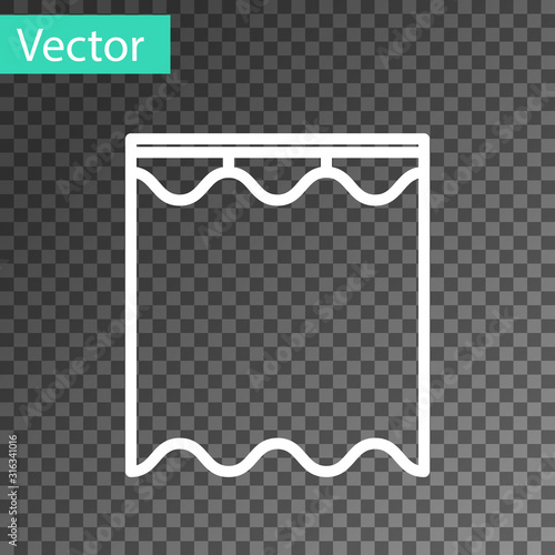 White line Curtains icon isolated on transparent background. Vector Illustration