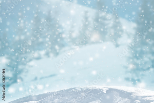 Winter landscape with falling snow © Shcherbyna