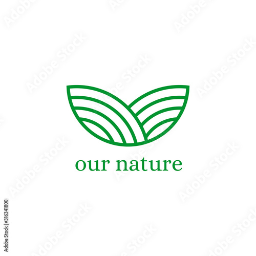 Abstract green hill logo design vector template