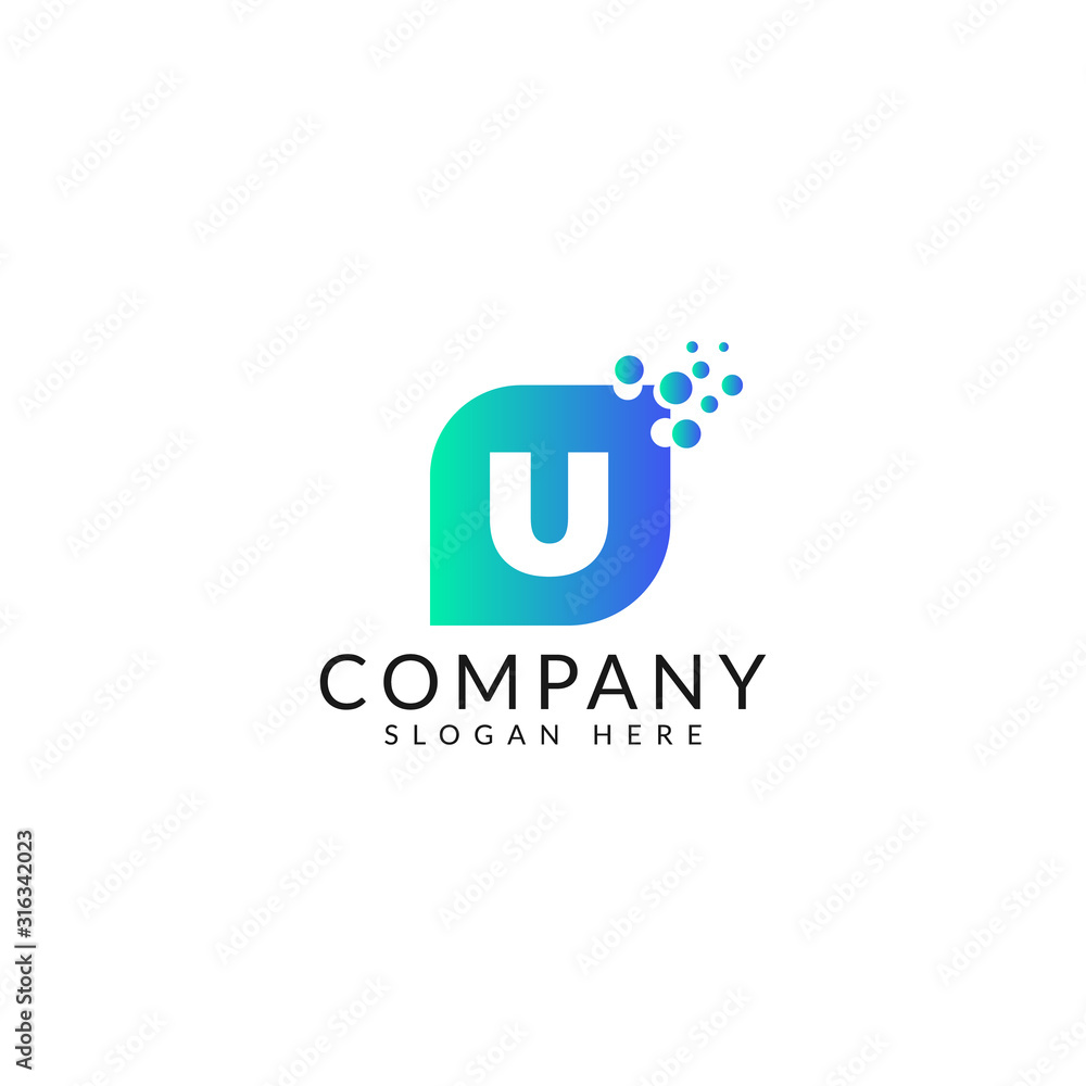 Dots Letter U Logo. U Letter Design Vector with Dots. Dots Letter U Logo. U Letter Design Vector with Dots.