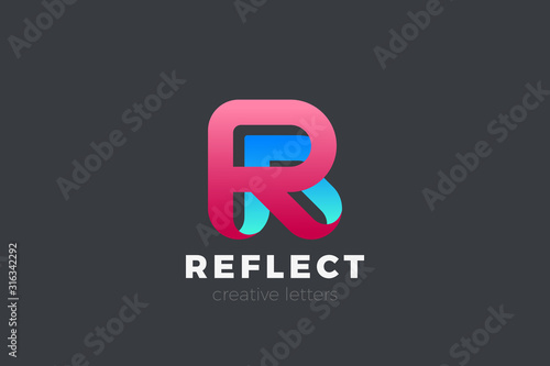 Letter R Logo design vector template Ribbon Font style Typography.