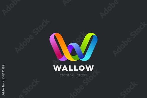 Letter W Logo design vector template Ribbon Font style Typography.