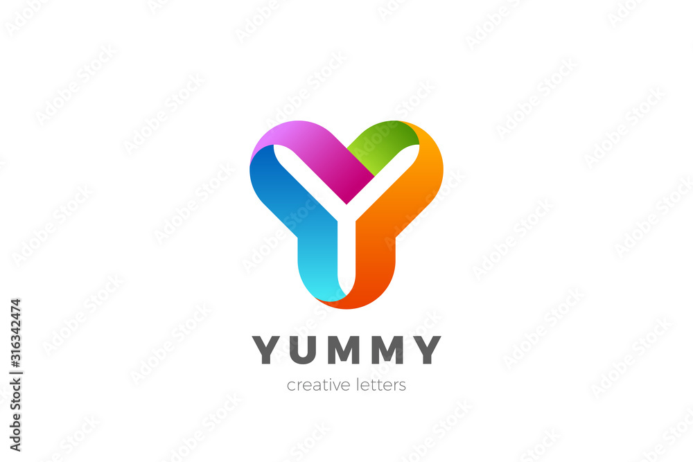 Letter Y Logo design vector template Ribbon Font style Typography. - obrazy, fototapety, plakaty 