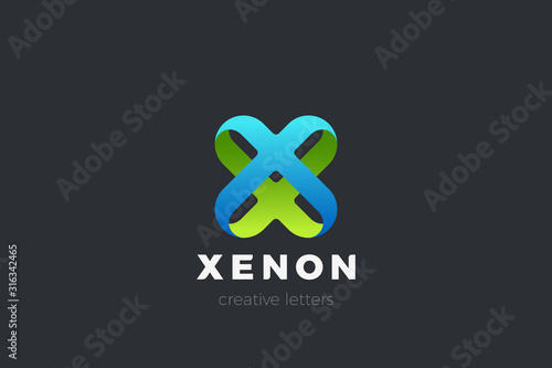 Letter X Logo design vector template Ribbon Font style Typography.