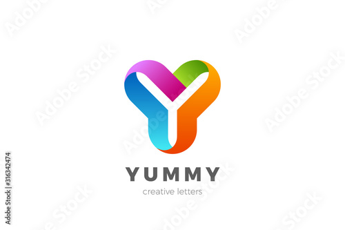 Letter Y Logo design vector template Ribbon Font style Typography.