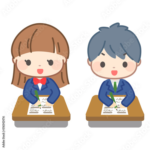 勉強する学生イラスト