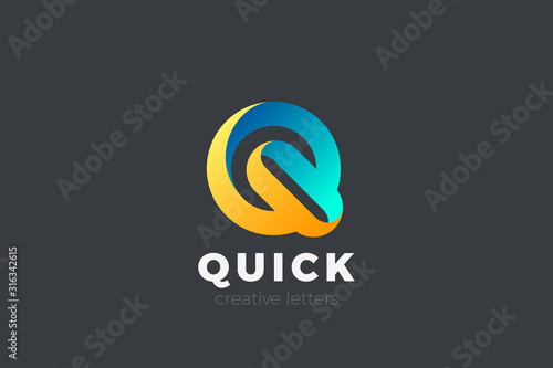 Letter Q Logo design vector template Ribbon Font style Typography.