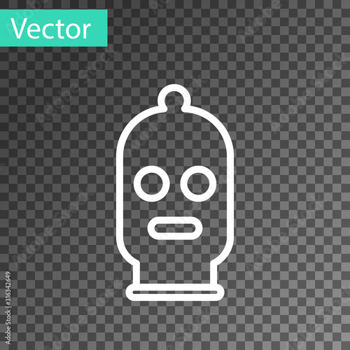 White line Balaclava icon isolated on transparent background. A piece of clothing for winter sports or a mask for a criminal or a thief. Vector Illustration