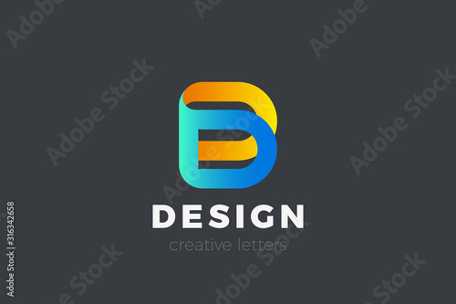 Letter D Logo design vector template Ribbon Font style Typography.