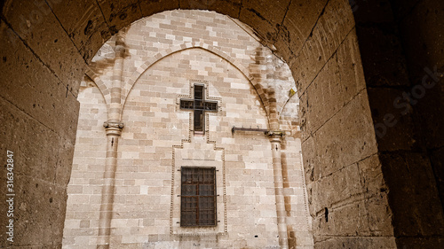 Derinkuyu old Greek Orthodox church in Cappadocia. St.Theodore Church in Anatolia Turkey 