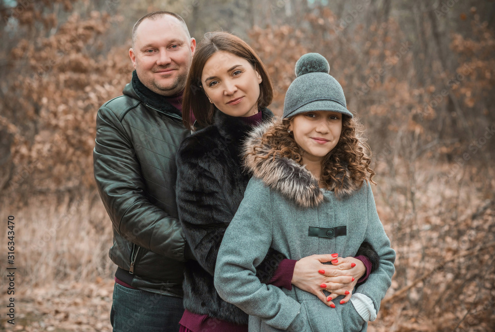 Fototapeta premium Portrait of happy family, relax at nature, relationship and lifestyle 