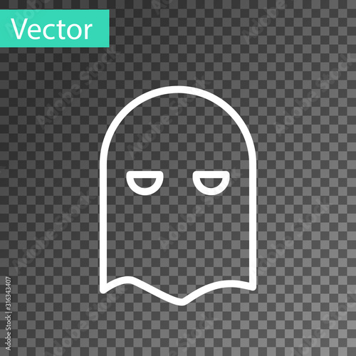 White line Executioner mask icon isolated on transparent background. Hangman, torturer, executor, tormentor, butcher, headsman icon. Vector Illustration