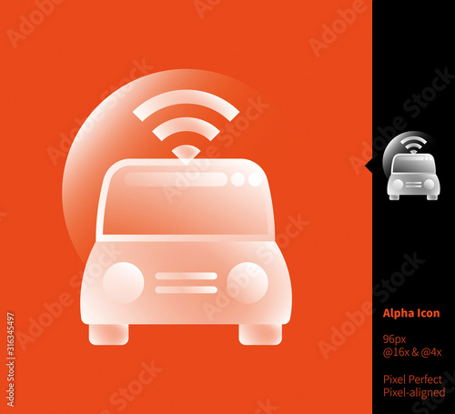 Car  wireless network symbol icon alpha icon - vector illustrations for branding, web design, presentation, logo, banners. Transparent gradient icon on random background, pixel-aligned on 96x96 pixel. photo