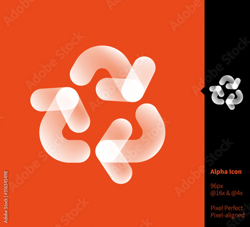 Ecology Recycle alpha icon - vector illustrations for branding, web design, presentation, logo, banners. Transparent gradient icon on random background, pixel-aligned on 96x96 pixel.