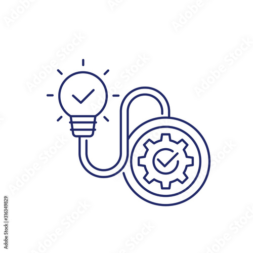 Implementation, ideas execution line icon