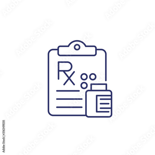 medical prescription, thin line icon