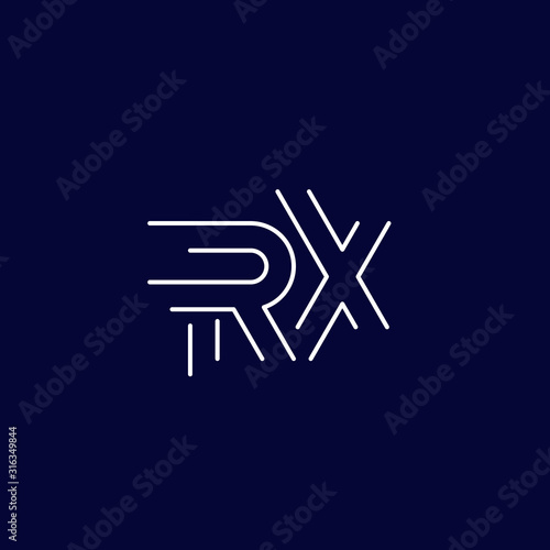 RX letters logo, line vector