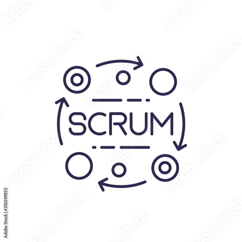 Scrum process vector line icon