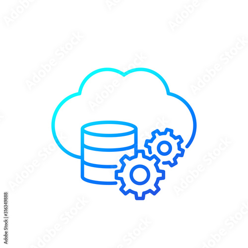 data storage line icon with cloud