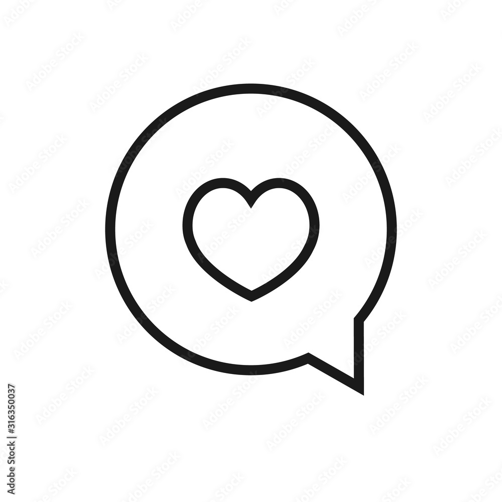 Heart in speech bubble icon vector