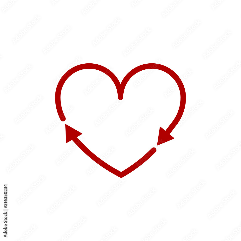 Recycle heart arrow icon, recycle red, save world , Love Recycle symbol , Valentine